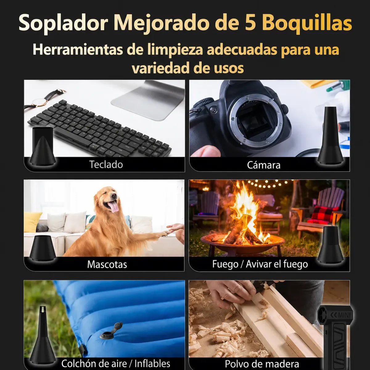 Mini Sopladora 5 Cabezales